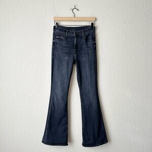 MOTHER The Weekender Flare Jeans Blue Deep End Cropped Retro Y2K